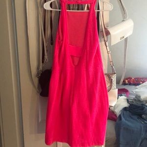 Open back hot pink dress